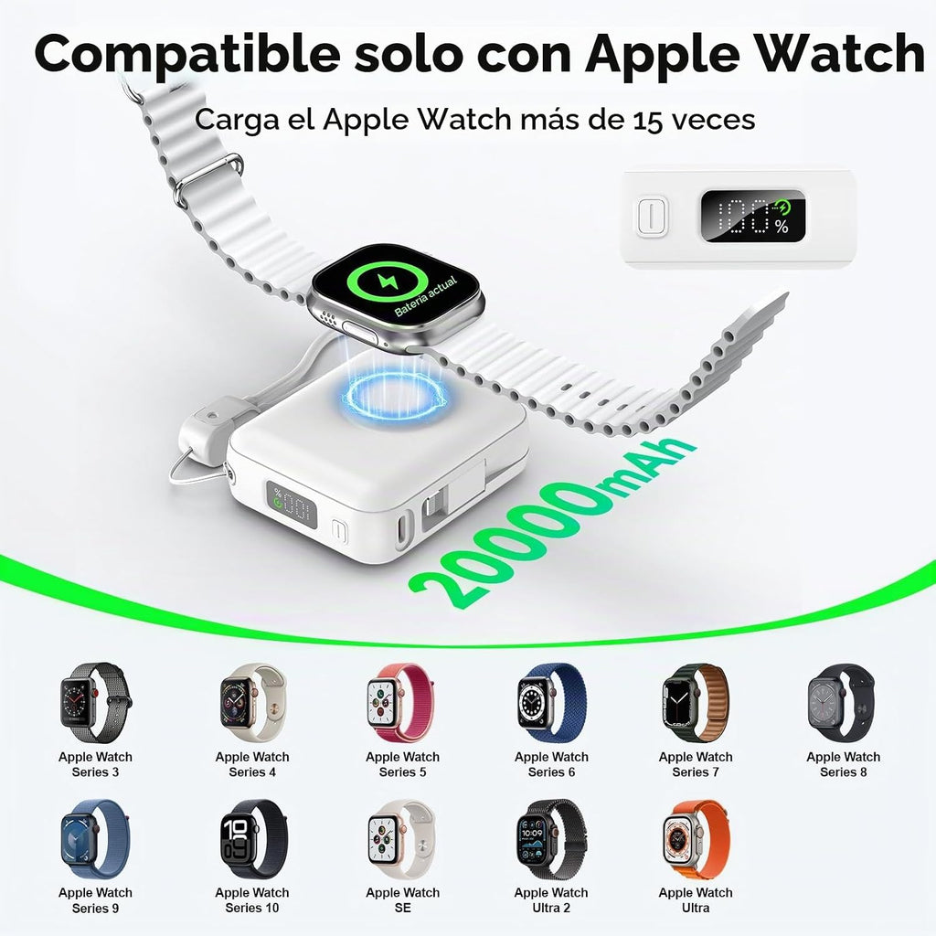 Luvknit Banco de energía magnético de 20000 mAh para Apple Watch