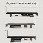 Fenge Soporte Modular Elevador para Doble Monitor con Pata de Madera de Fresno Macizo, 42.5" Negro