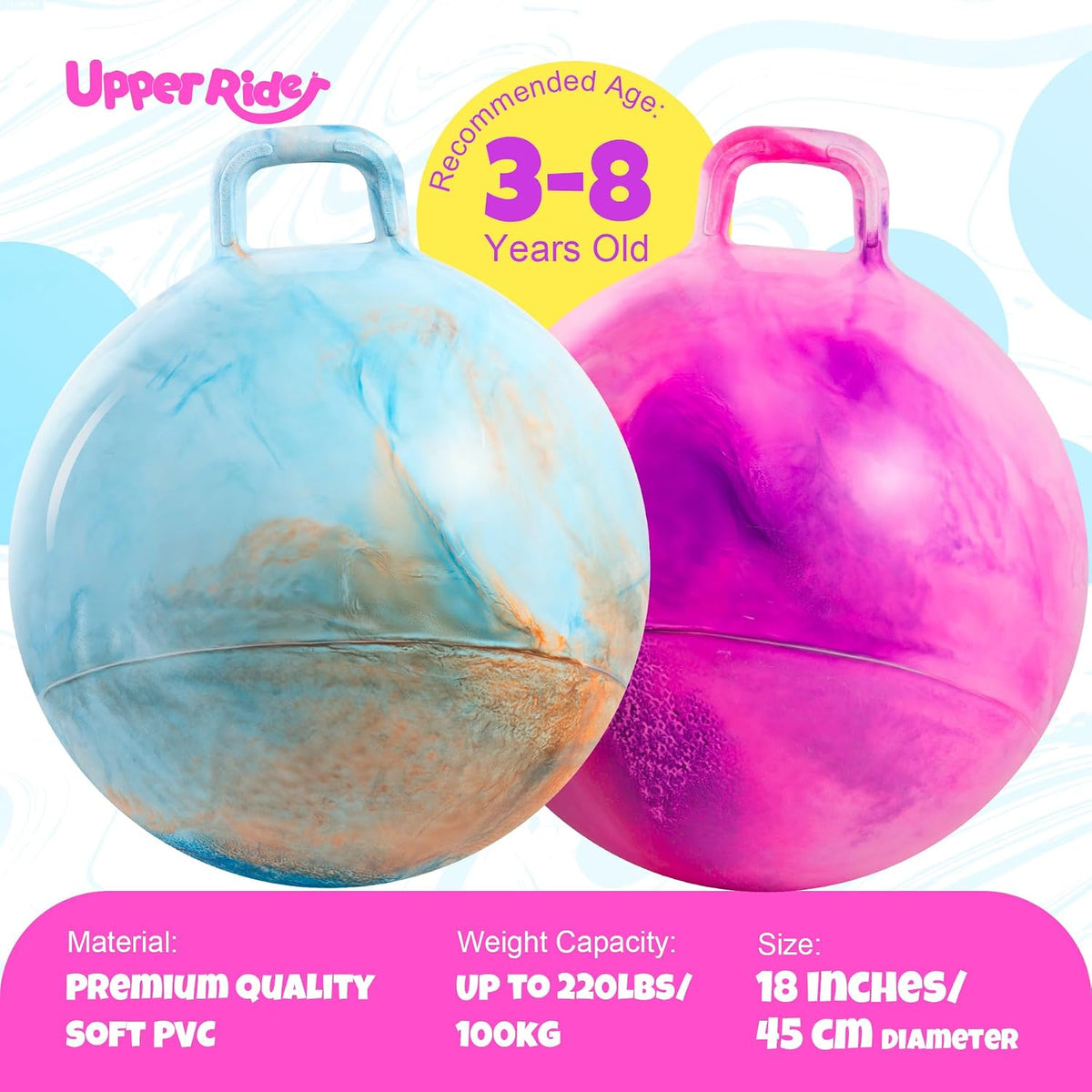 Upper Rider Paquete de 2 bolas de tolva para niños de 3 a 8 años, pelota