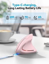 TECKNET Ratón ergonómico, Ratones verticales recargables 2.4G+Bluet...