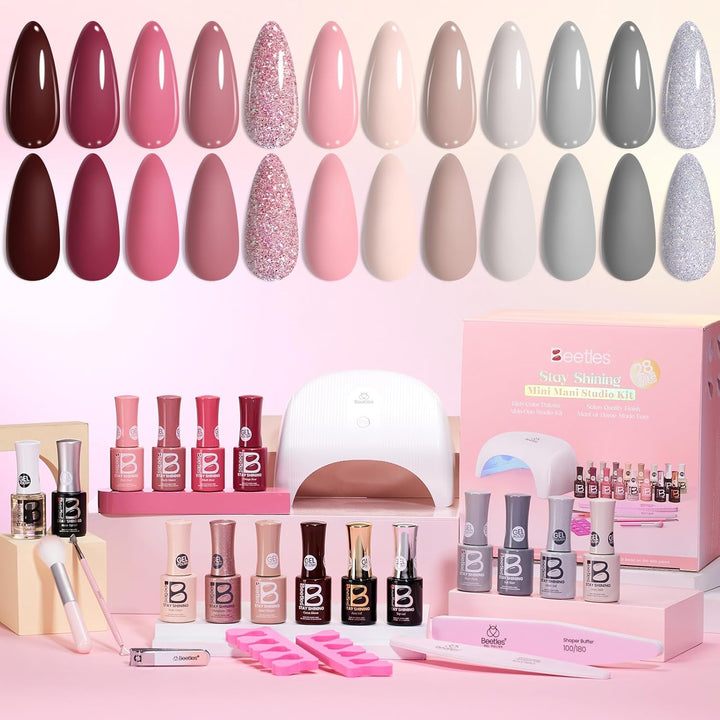 Beetles Stay Shining - Kit de 23 esmaltes de uñas de gel con luz UV...