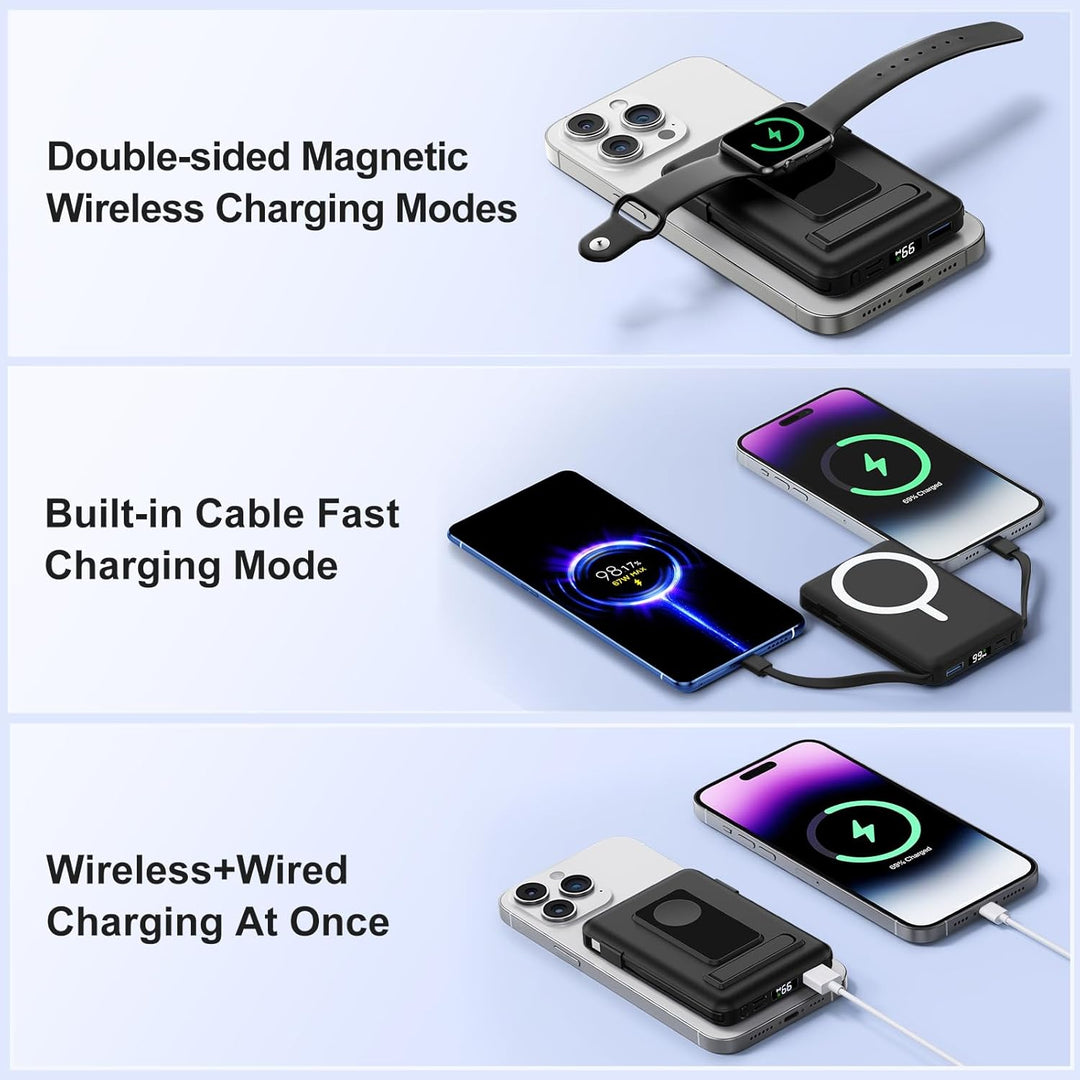 Vexnara - Cargador portátil magnético de 10000 mAh, banco de energí...