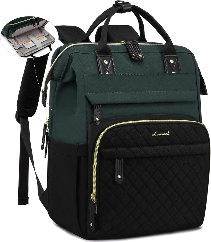 LOVEVOOK Mochila para laptop para mujer, Verde Oscuro Negro, Elegan...