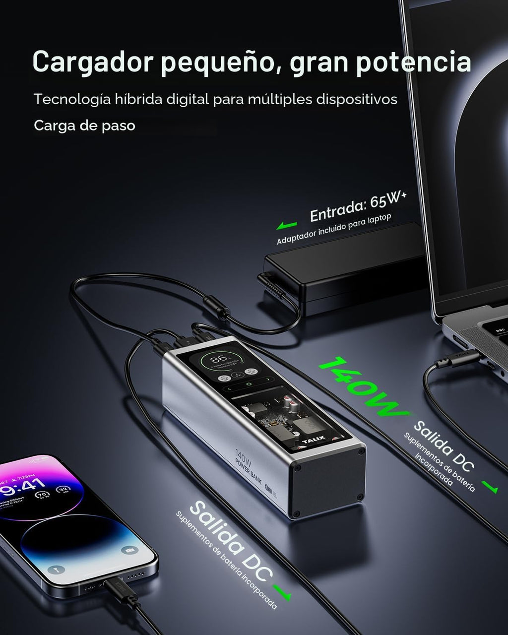 Banco de energía para portátil con puerto USB-C de 140 W, 20000 mAh 3