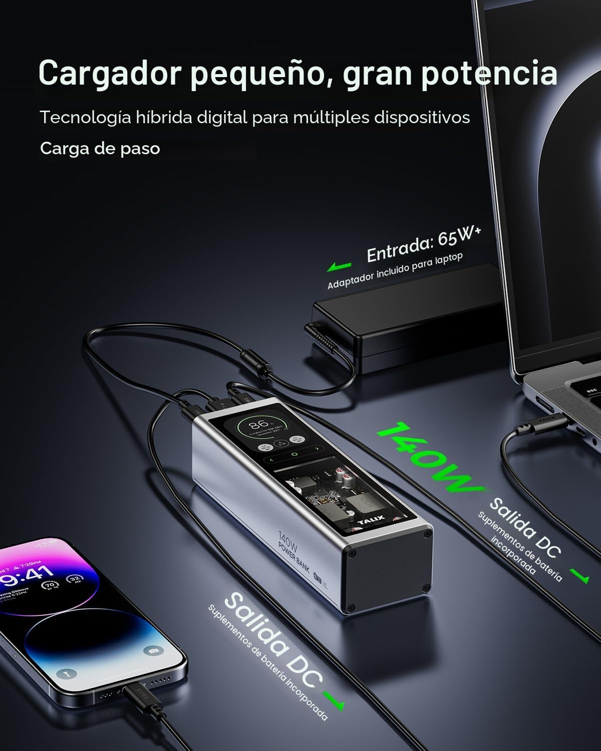 Banco de energía para portátil con puerto USB-C de 140 W, 20000 mAh 3