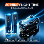 Drone con cámara para adultos 4K, dron GPS con controlador de pantalla de 4.5 pulgadas, motor sin escobillas, retorno automático GPS, cuadricóptero RC plegable con 60 minutos de tiempo de vuelo, menos