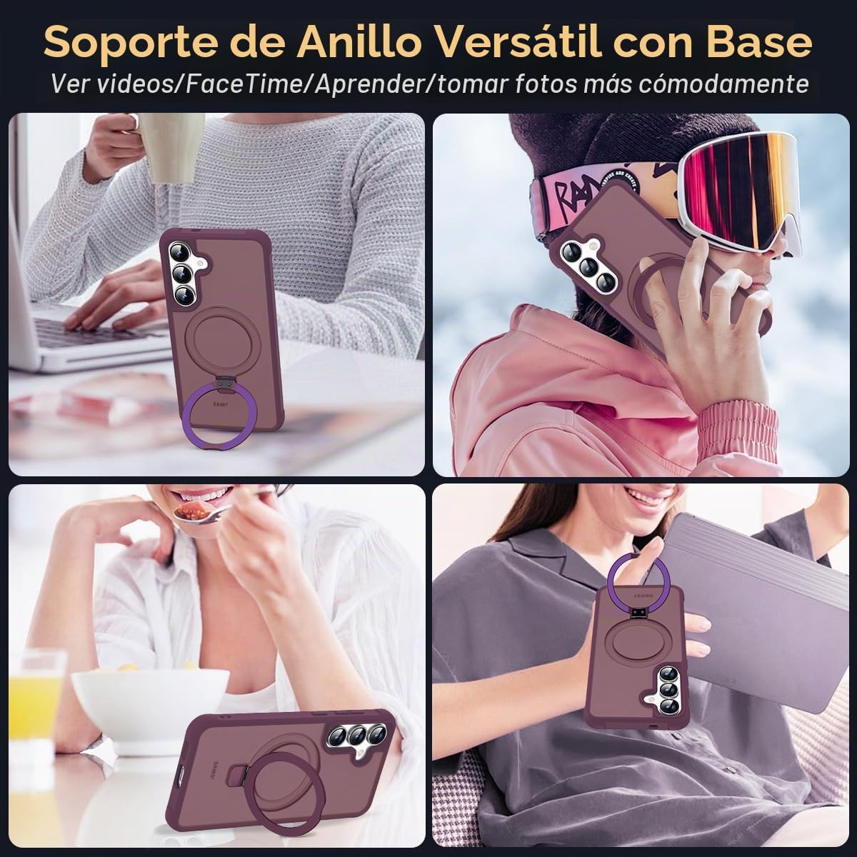 SKYLMW Funda compatible con Samsung Galaxy S24 Plus y Samsung Galaxy S25 Plus con soporte de anillo magnético, fundas translúcidas para teléfono S24+ y S25+ de 6.7 pulgadas [compatible con Mag-Safe