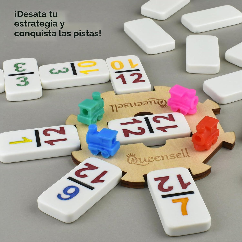 Queensell Mexican Train Dominoes Set con Numbers, Double 12 Dominoes para Adultos, Mexican Domino Train para Adults y Family - Juego de Dominoes 91 Fichas con Estuche de Aluminio