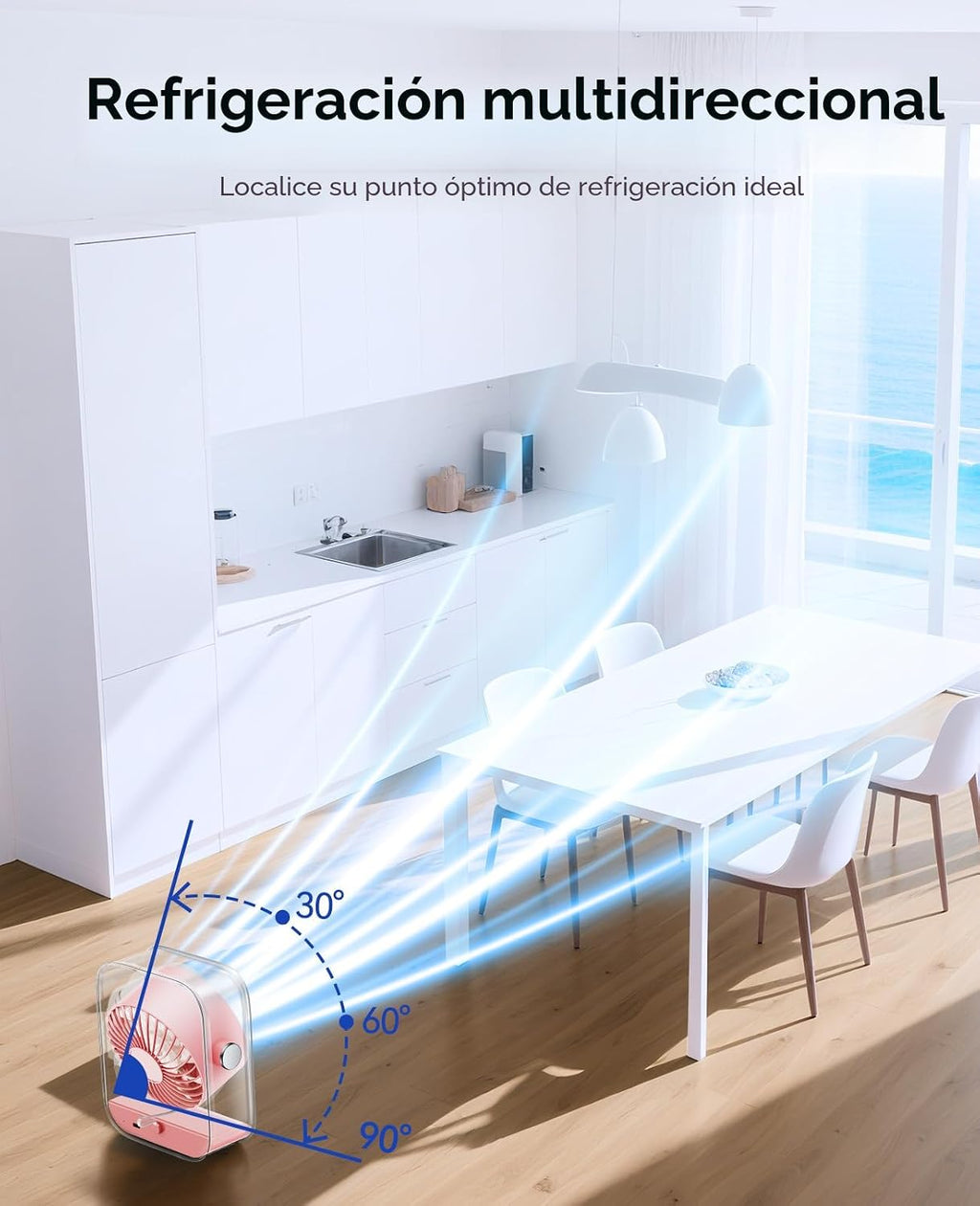 KIMMOO Ventilador de escritorio recargable por USB, ventilador de m...