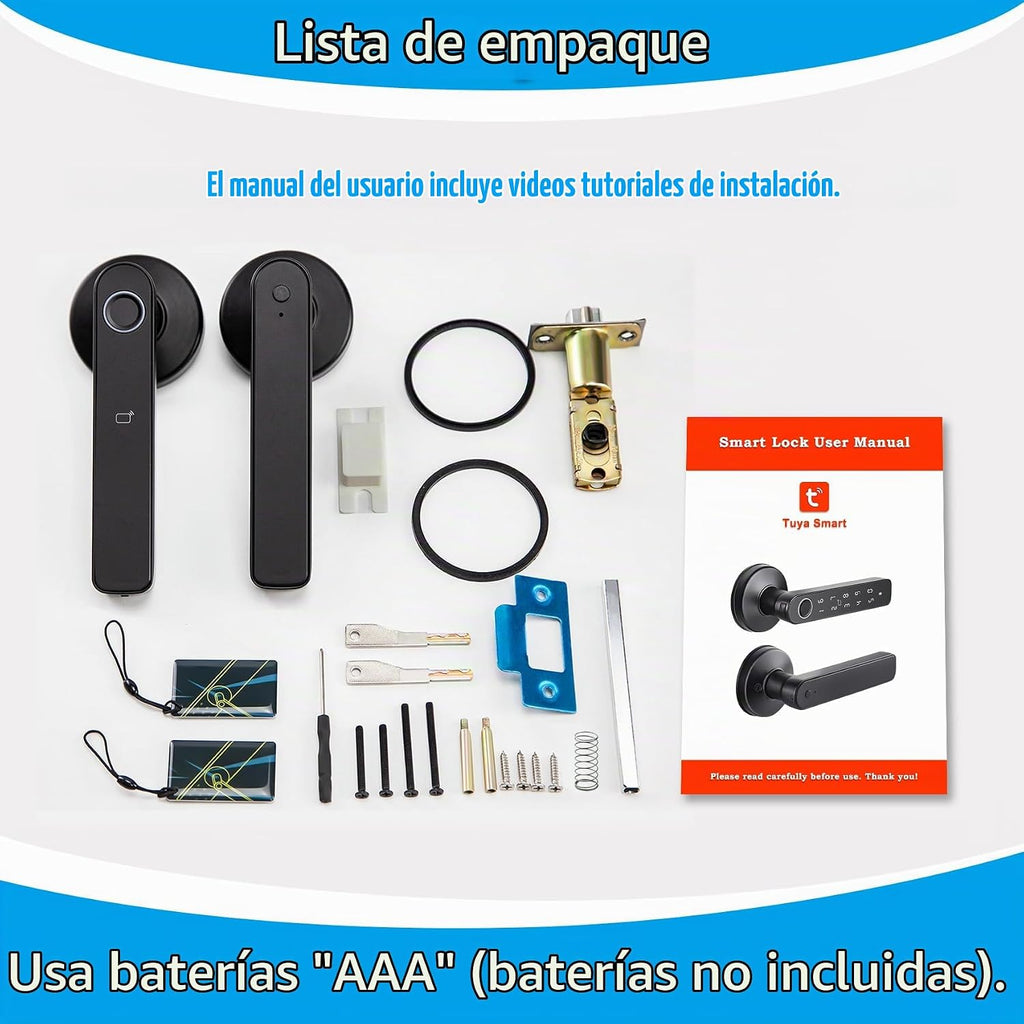 Cerradura de puerta inteligente con huella digital con mango de teclado: soporta múltiples métodos de entrada sin llave, incluyendo biometría, aplicación, contraseña, llave y tarjeta, adecuado para