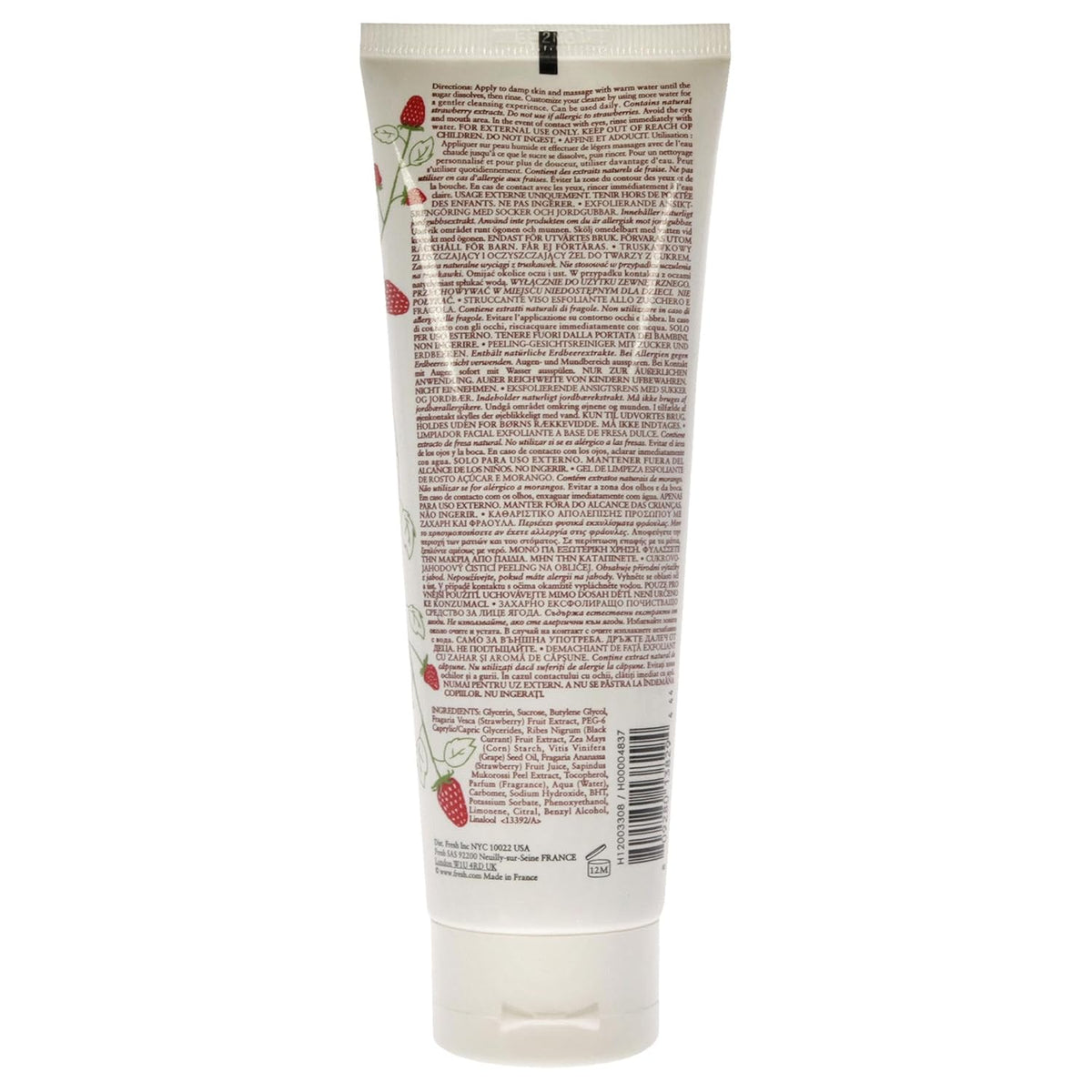 Fresh Limpiador facial exfoliante de azúcar fresa para mujer, 4.2 oz