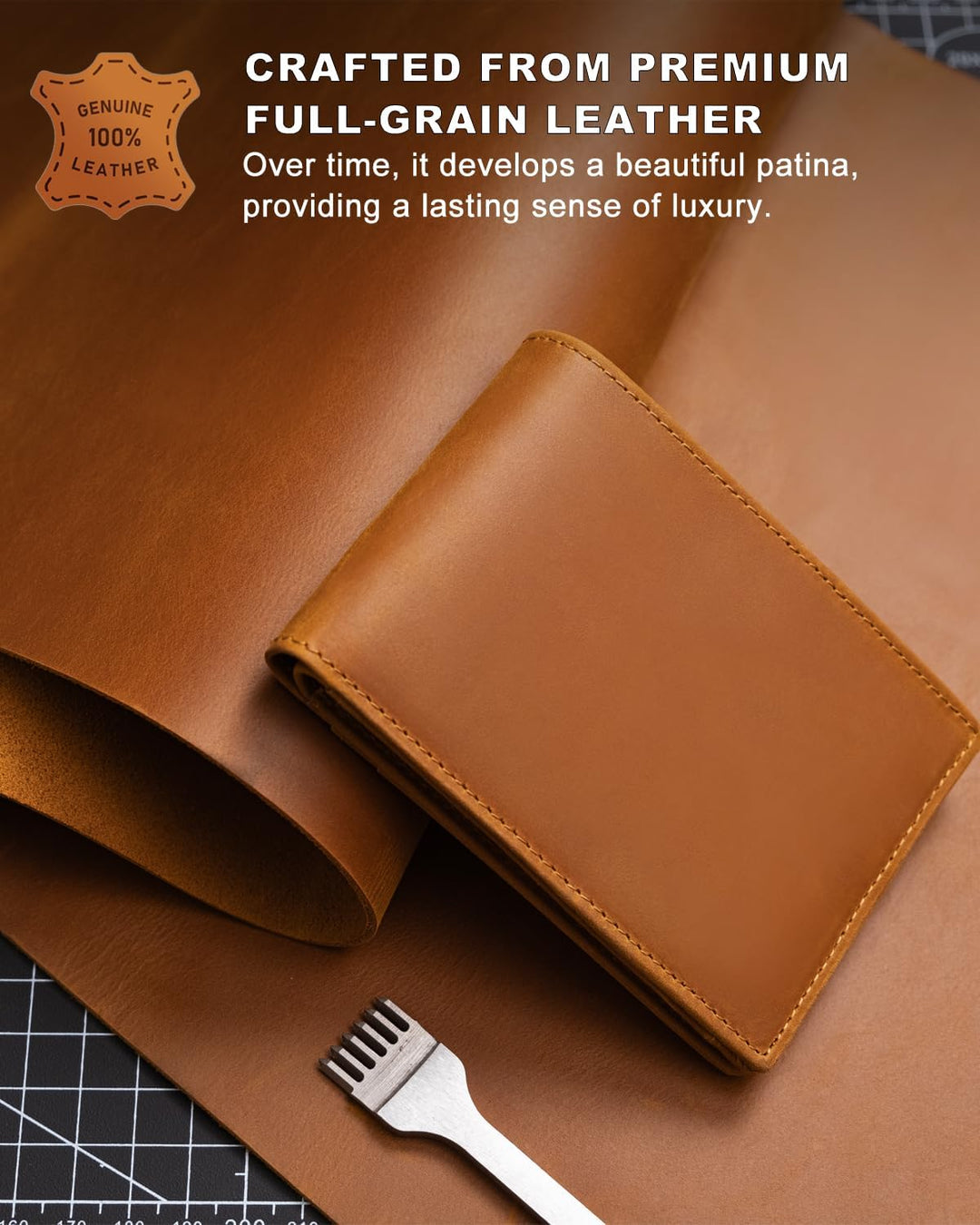 BROSHOPP Billetera Airtag para Hombres, Billetera Bifold de Cuero d...