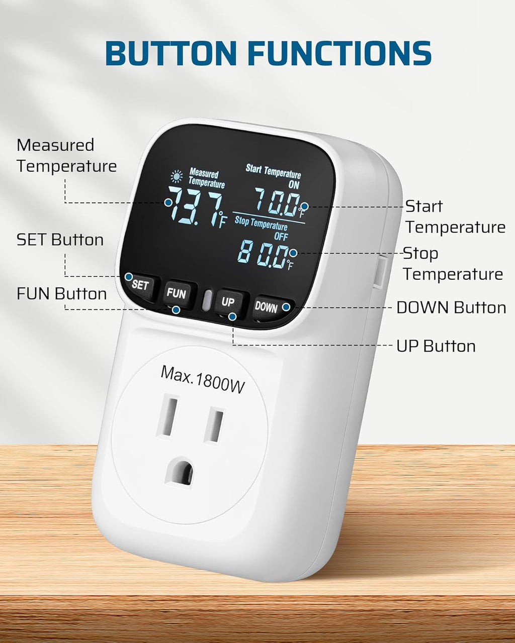 DEWENWILS Salida de controlador de temperatura, paquete de 2, salida de