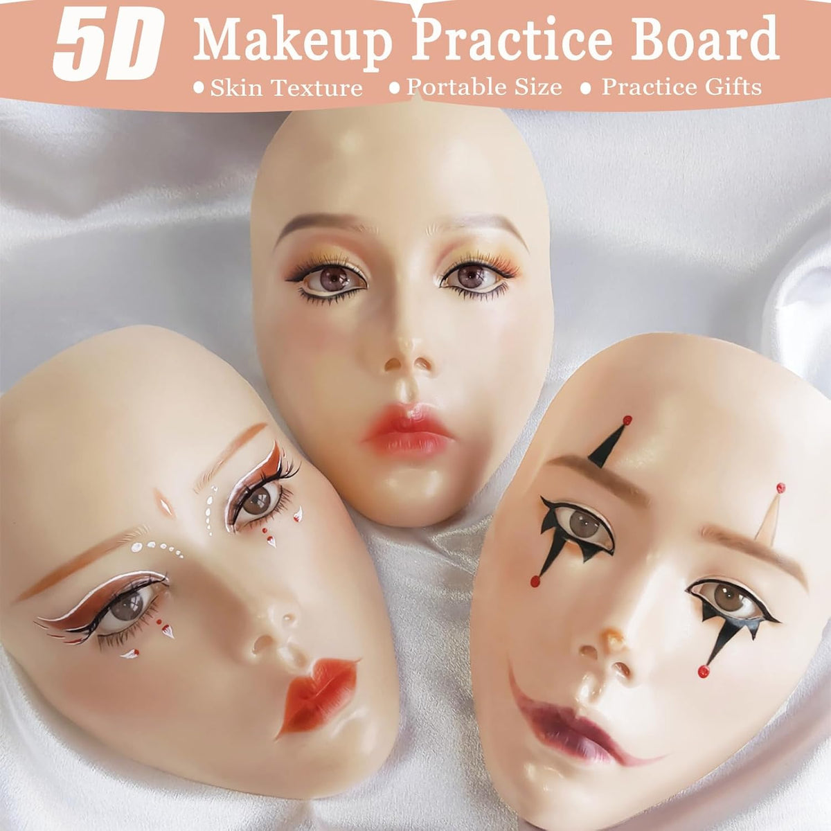 Tabla de práctica de maquillaje de silicona, maniquí de cara comple...