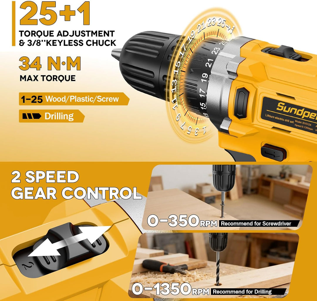 Sundpey Kit de herramientas de 267 piezas con taladro - Juego de he...