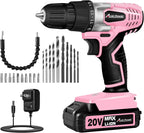 AVID POWER Juego de taladro inalámbrico de 20 V para proyectos de bricolaje en el hogar y principiantes, taladro eléctrico ligero con cargador de batería y 22 brocas, velocidad variable, portabrocas
