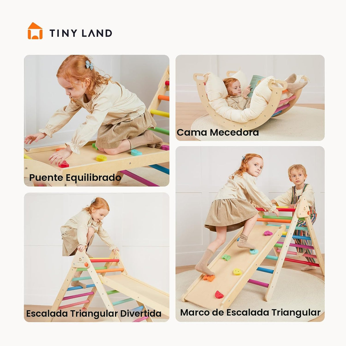 Tiny Land Pikler - Juego de triángulos plegables 7 en 1, juego de juguetes de escalada triangulares Pikler para niños, parque infantil interior de bebé, gimnasio de selva, juego de escalada Montessori