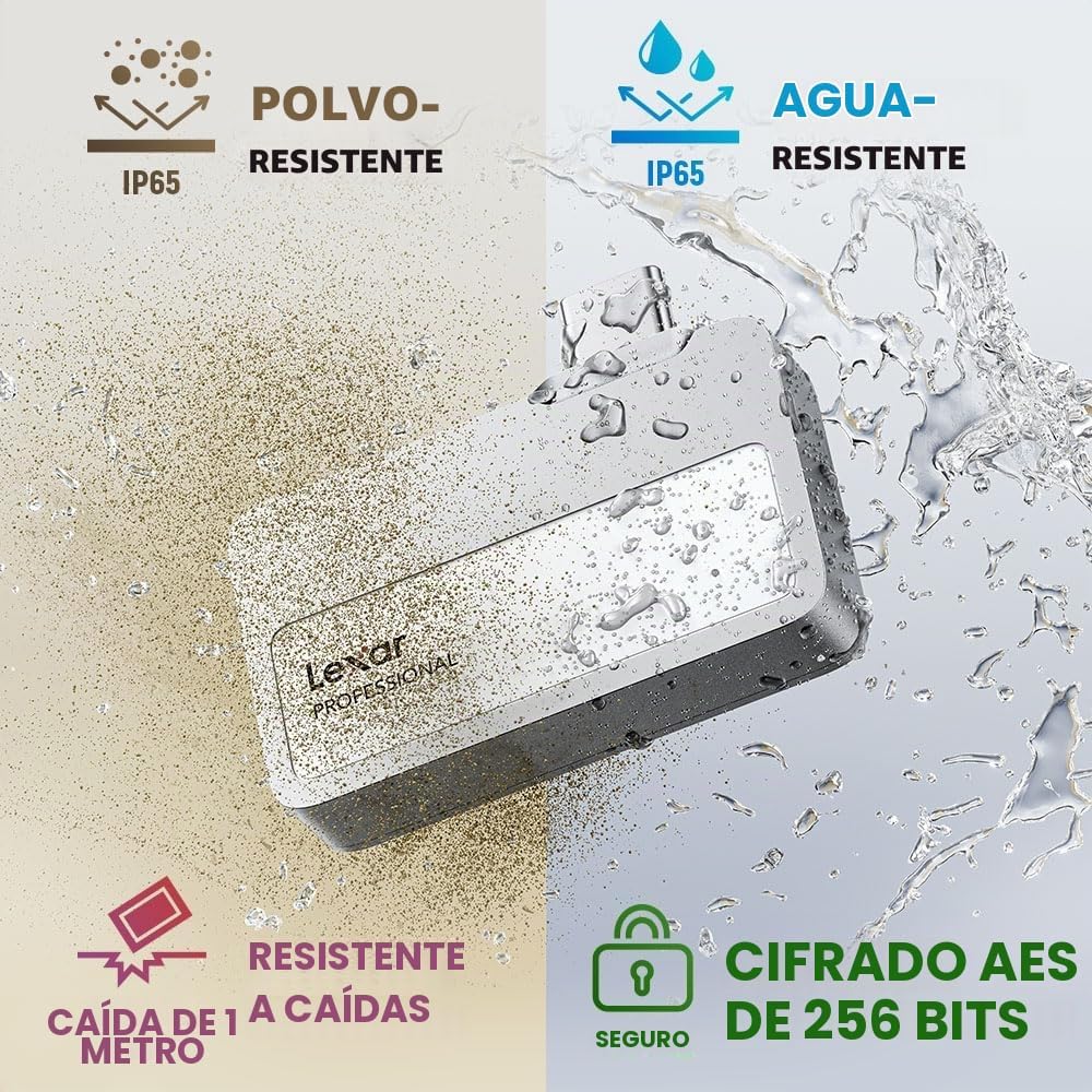 Lexar SSD portátil Professional Go de 2 TB, compatible con Apple 4K...
