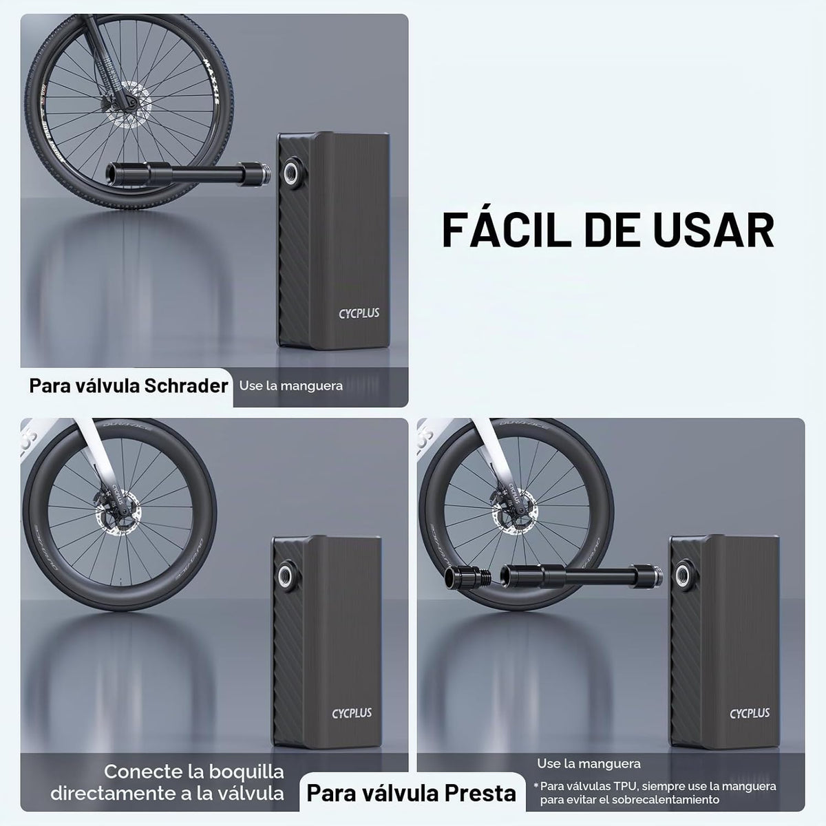 CYCPLUS Bomba eléctrica para bicicleta, A3Mini, 120 PSI, motor sin