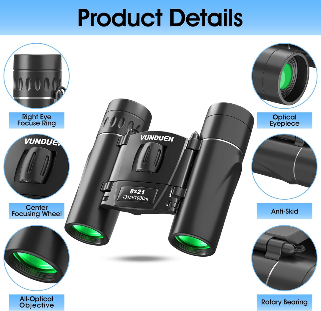 Mini prismáticos compactos para adultos y niños Binocular