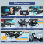 Robot hexápodo 18DOF para programación Arduino, Spider Walking Crawling Self-Balancing AI Visión Control de Voz, Evitación de Obstáculos, Educación STEM Robot de código abierto con tutoriales, kit estándar miniHexa