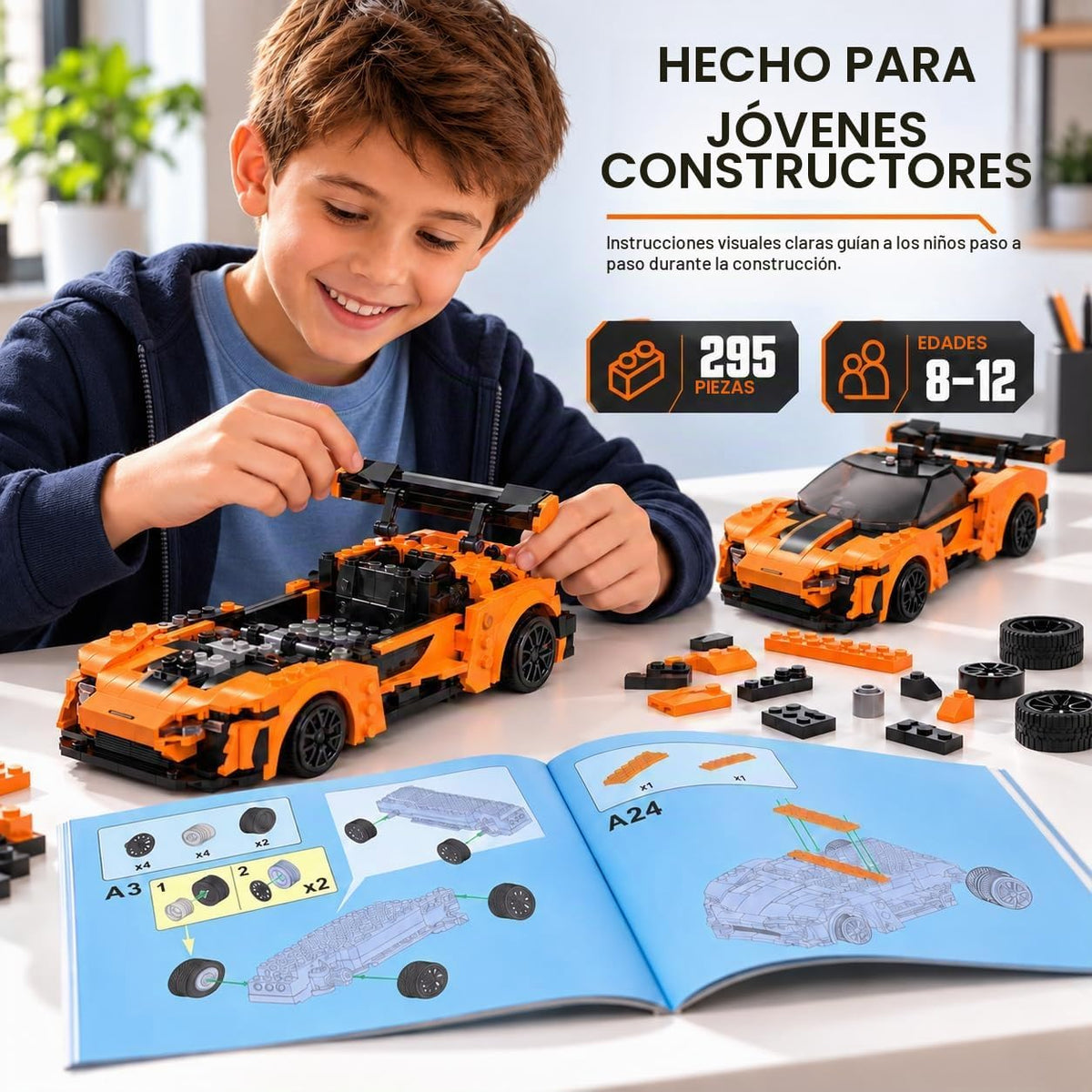 WISEPLAY Kit de construcción de automóviles a control remoto, juguetes de construcción RC controlados por aplicación STEM programable para niños y niñas de 6 a 12 años