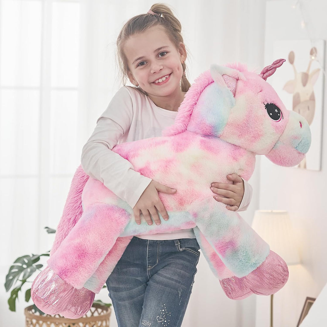 Tezituor Juguetes de peluche de unicornio gigante de 32 pulgadas, l...