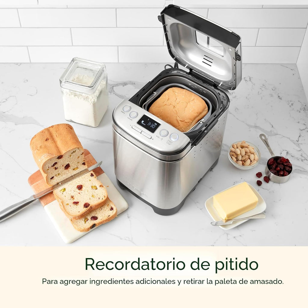 Panificadora Cuisinart, Acero inoxidable, 12 programas, Hasta 2 lb