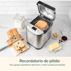 Panificadora Cuisinart, Acero inoxidable, 12 programas, Hasta 2 lb