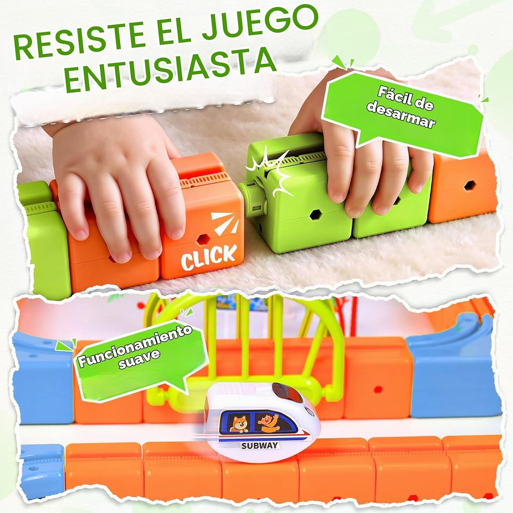 Juego de tren eléctrico de 242 piezas para niños, juguete de construcción