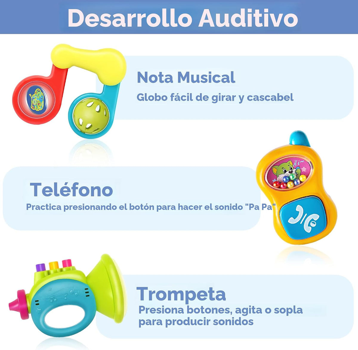 iPlay, iLearn - 10 juguetes de sonajero para bebés de 3 a 6 a 12 meses, dentición sensorial infantil