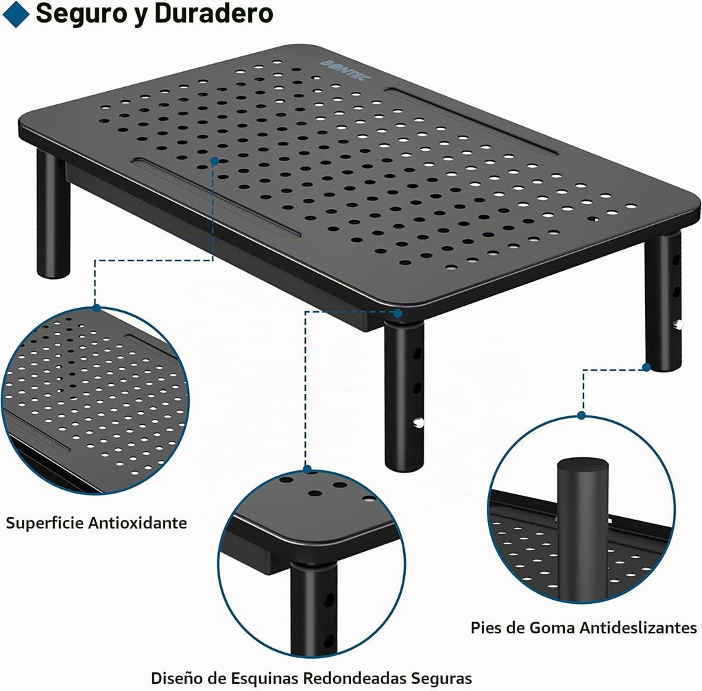 BONTEC Paquete de 2 soportes elevadores ajustables para monitor con cajón
