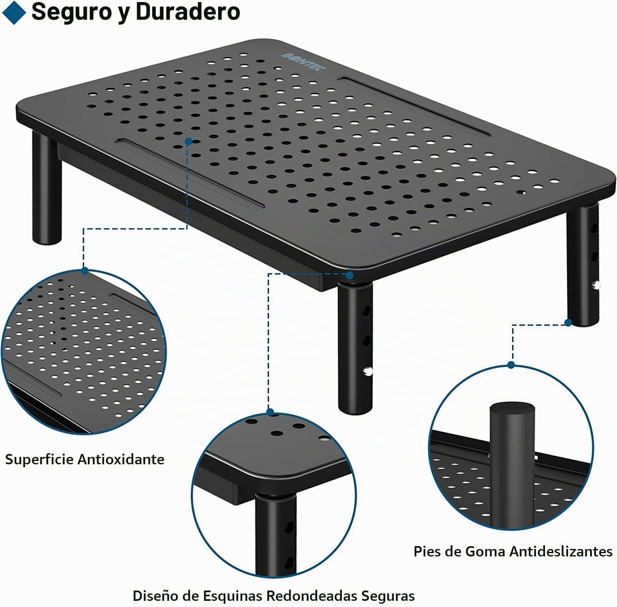 BONTEC Paquete de 2 soportes elevadores ajustables para monitor con cajón