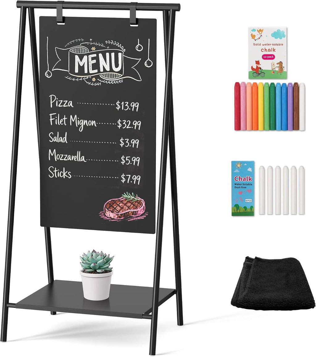 SELEAD Pizarrón metálico en A-Frame Sin montaje, 21"x44” Cartel de sándwich