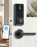 DESLOC Cerradura Inteligente con Huella Digital y Manija con Palanca, WiFi Integrado, Control desde la App