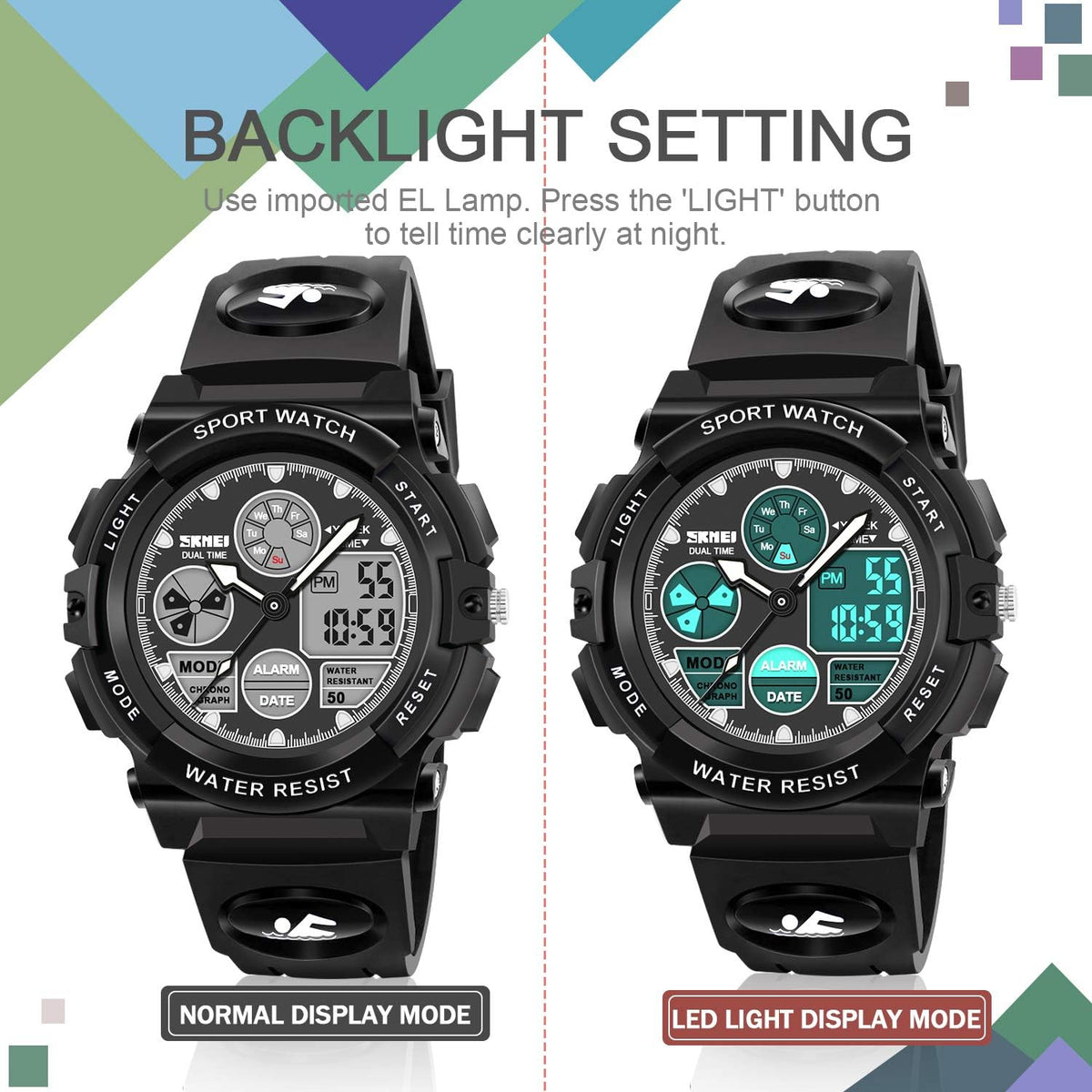 ATIMO Reloj impermeable multifunción LED para niños - Regalos para niños