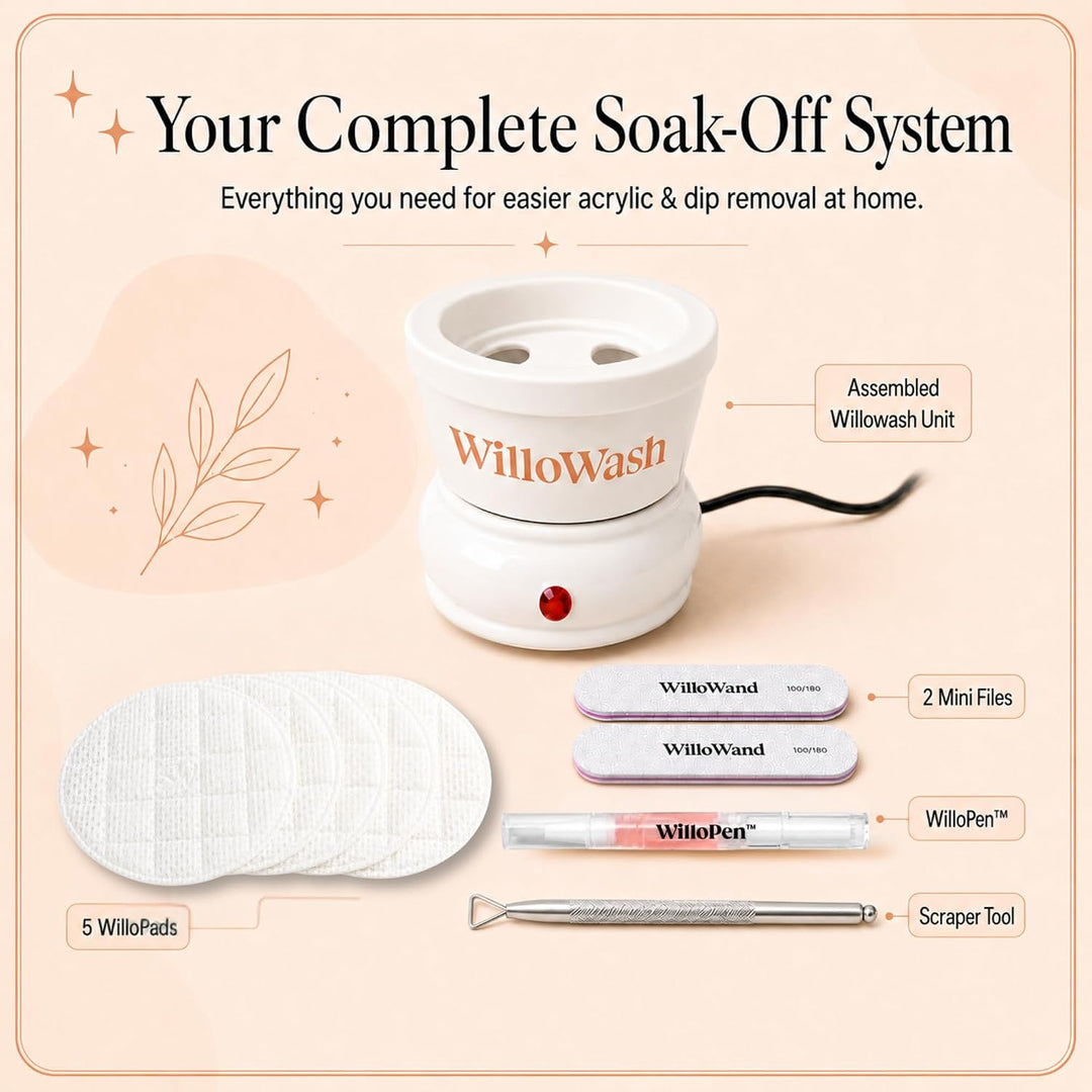 Willowash - Cuenco eléctrico para remojar uñas, kit removedor de uñ...
