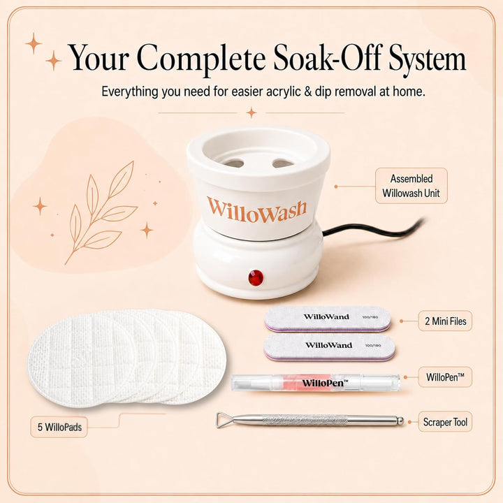 Willowash - Cuenco eléctrico para remojar uñas, kit removedor de uñ...