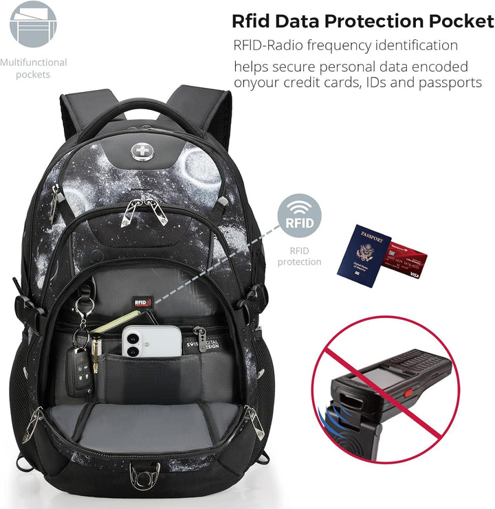 Mochila Swissdigital para laptop con puerto de carga USB, mochila d...