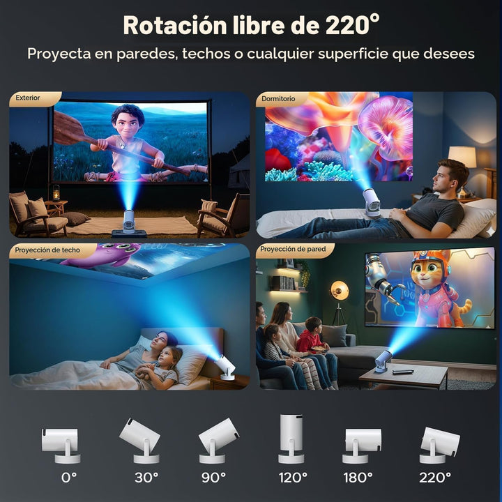 Mini proyector, proyector con Wifi y Bluetooth batería incorporada,...