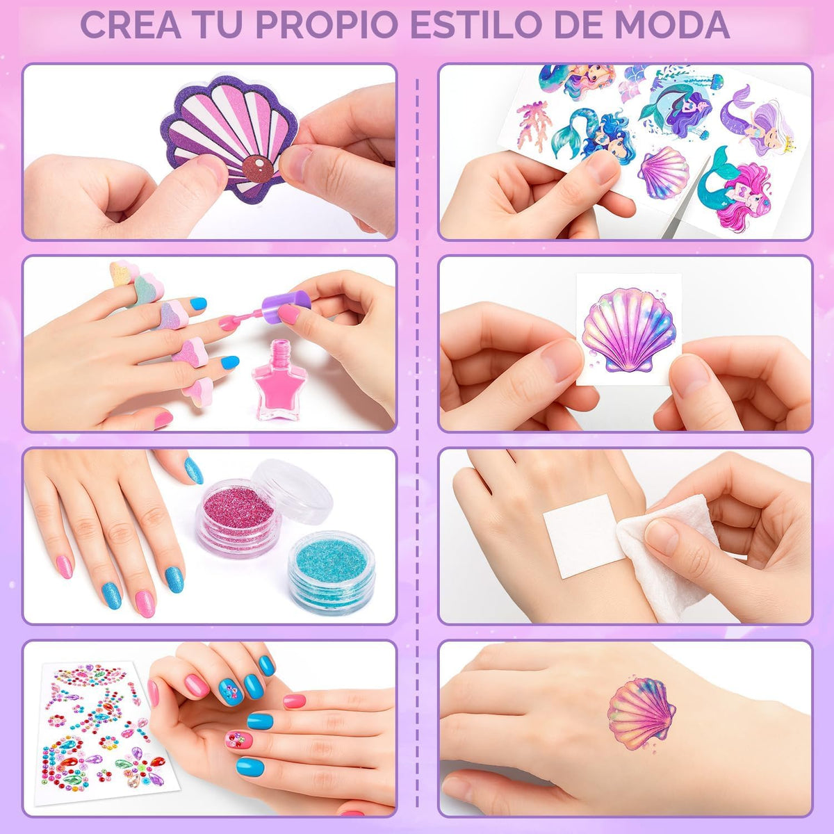 Hohosunlar Set de Maquillaje para Niñas Toys, Regalo de Cumpleaños de Sirena 3 4 5 6 7 8