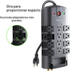 Regleta giratoria con protección contra sobretensión y protección para teléfono con cable de 6 pies de Belkin Estándar Gris
