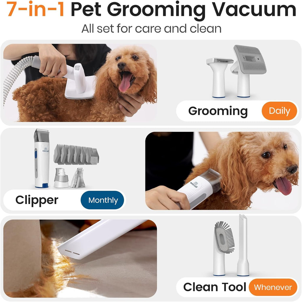 oneisall Aspiradora de aseo para perros, kit de aseo 7 en 1 Herramientas