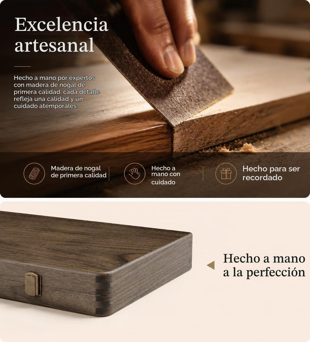 Juego de backgammon de nogal de lujo, tablero de madera con estuche de viaje, cubo doble
