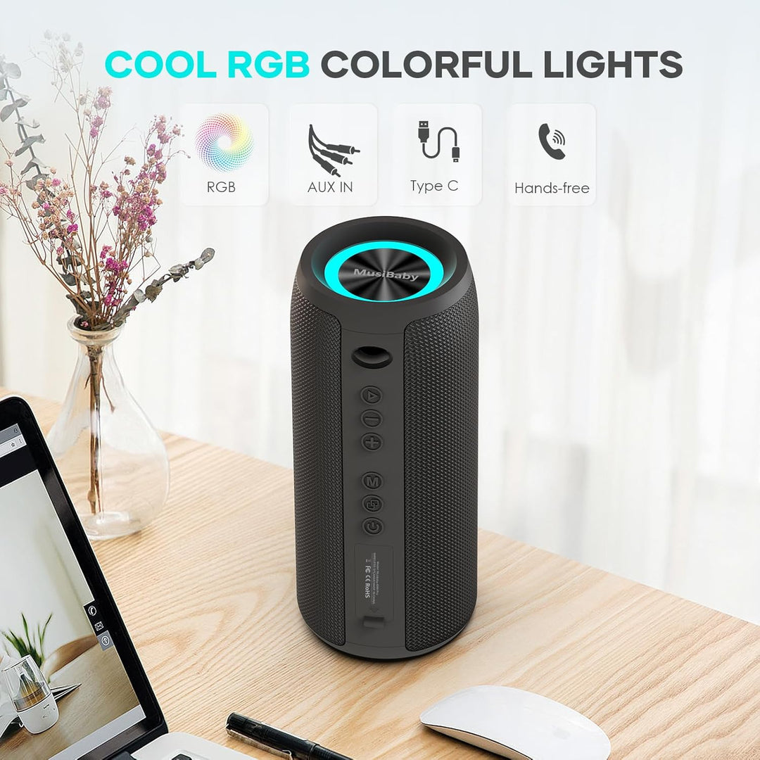 Altavoz Bluetooth IPX6 resistente al agua. Musibaby M88pro con soni...