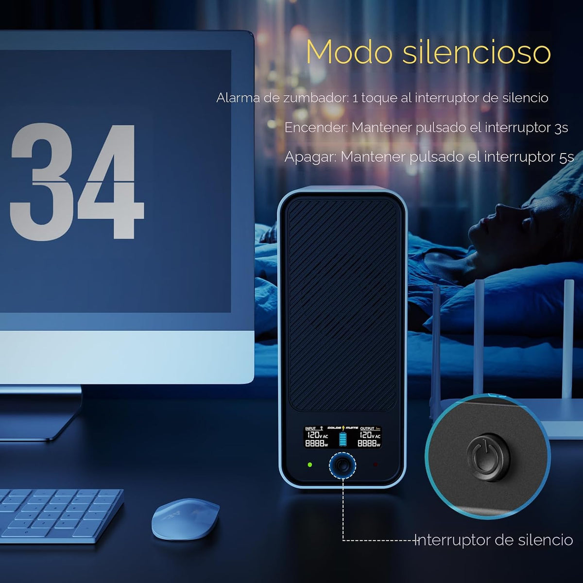 GOLDENMATE Batería de reserva y protector de sobretensiones de batería de
