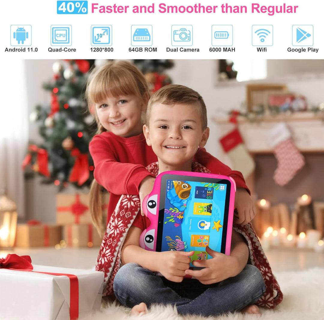 Tablet para niños de 10.1 pulgadas Android 11, 64 GB, con estuche,...