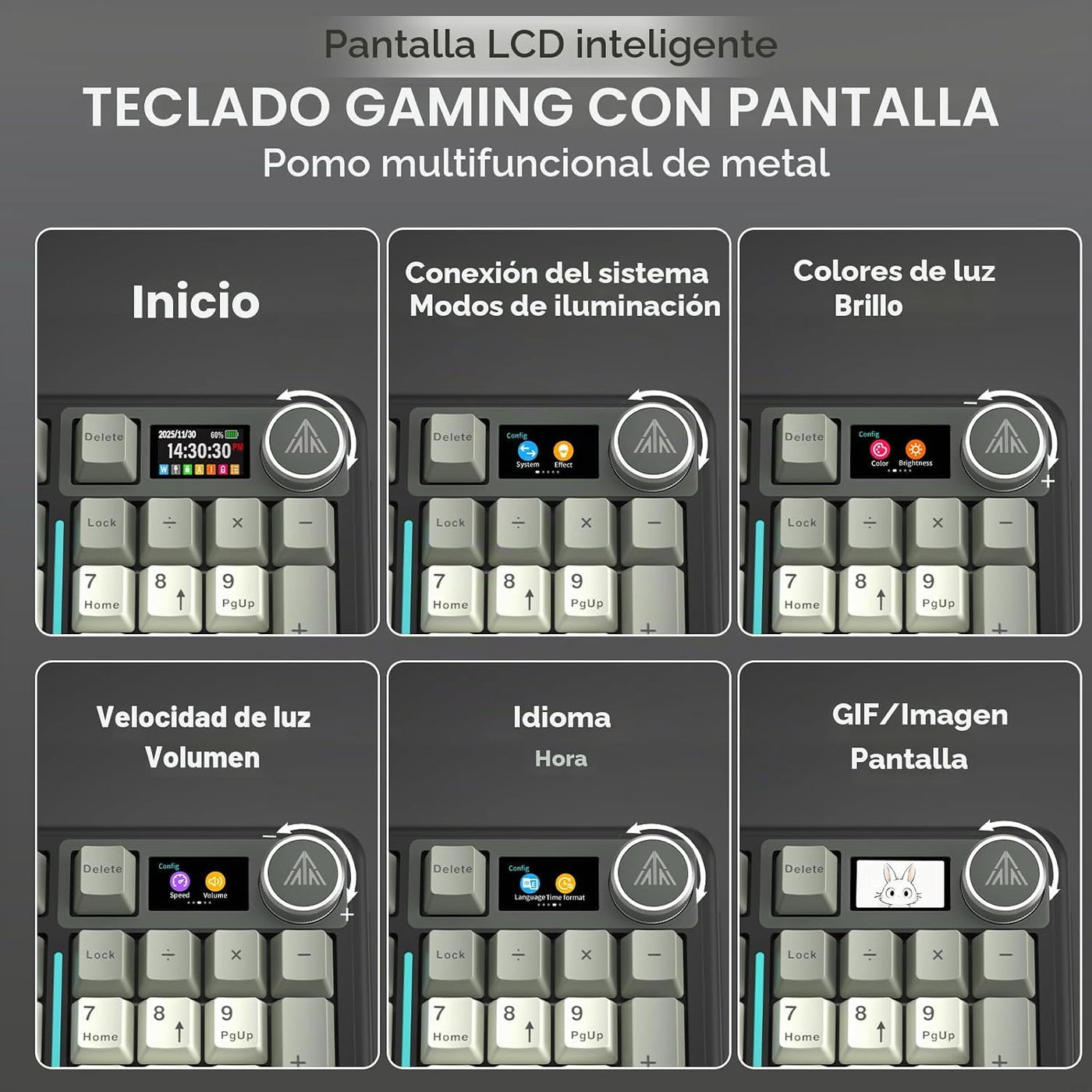 SOLAKAKA Teclado mecánico inalámbrico A99 Pro con pantalla LCD y pe...