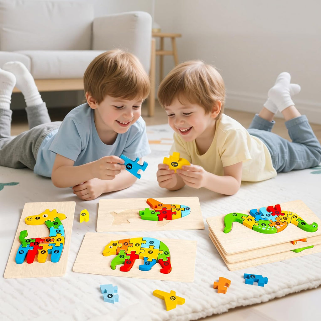 Paquete de 9 rompecabezas de madera para niños de 3 a 5 años, rompecabezas de animales Montessori