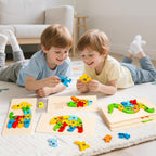 Paquete de 9 rompecabezas de madera para niños de 3 a 5 años, rompecabezas de animales Montessori